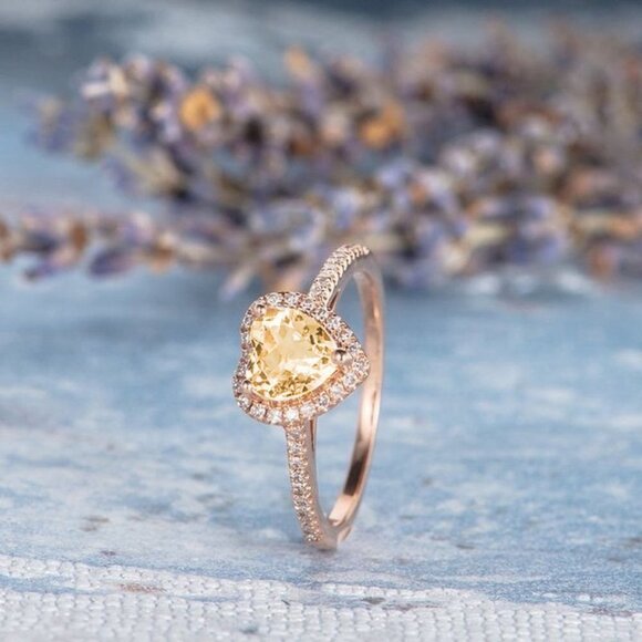 "Sweet Heart Champagne Gemstone Beautiful Rose Gold Ring for Women, VIP057 - Picture 3 of 3